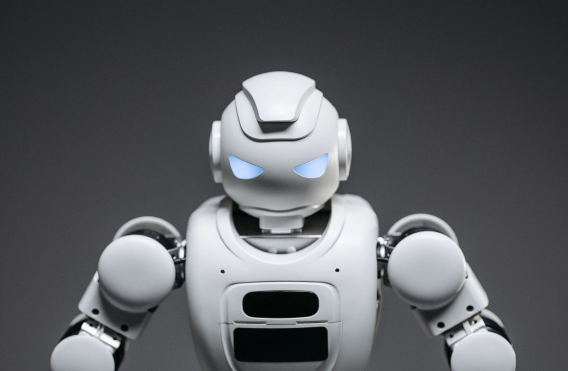 futuristic robot with glowing eyes