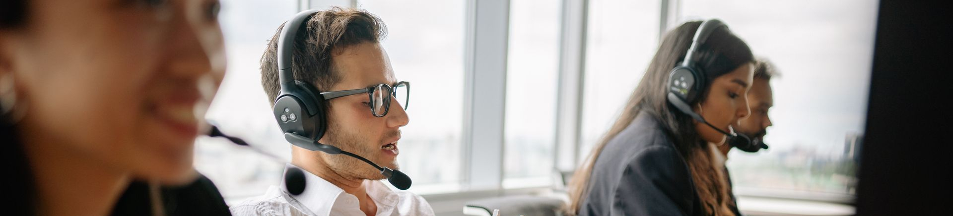 Workers in a call center